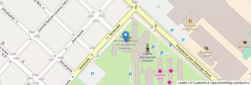 Mapa de ubicacion de Central de Emergencias - Consultorios Externos en 아르헨티나, 부에노스아이레스주, Partido De La Matanza, San Justo.