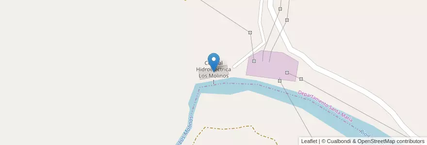 Mapa de ubicacion de Central Hidroeléctrica Los Molinos I en Аргентина, Кордова, Departamento Santa María, Pedanía San Isidro, Comuna De Villa San Isidro.