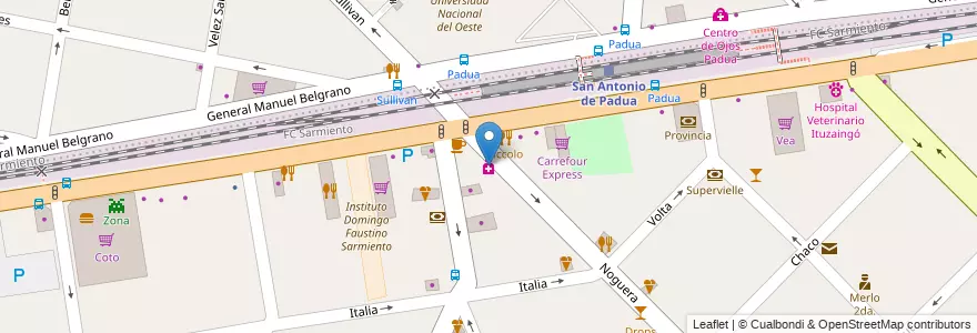 Mapa de ubicacion de Central Oeste en Argentina, Buenos Aires, Partido De Merlo, San Antonio De Padua.