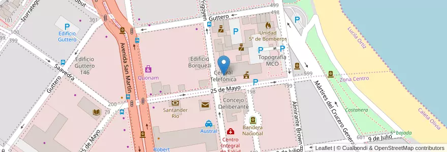 Mapa de ubicacion de Central Telefónica en Argentina, Provincia Di Santa Cruz, Cile, Deseado, Caleta Olivia.