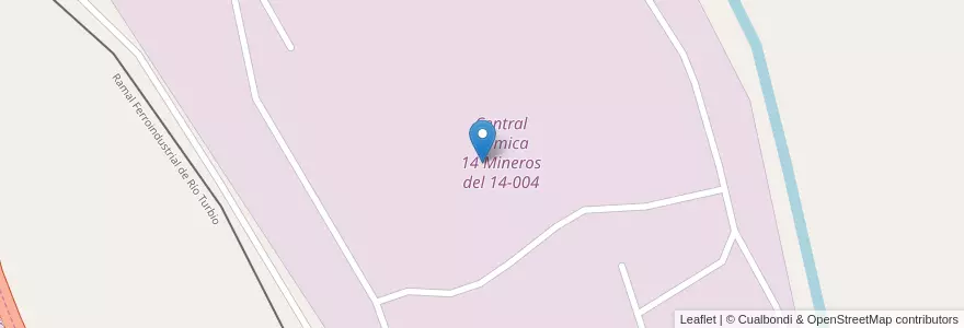 Mapa de ubicacion de Central térmica 14 Mineros del 14-004 en الأرجنتين, محافظة سانتا كروز, Provincia De Última Esperanza, إقليم ماجلان, تشيلي, Güer Aike, Río Turbio.