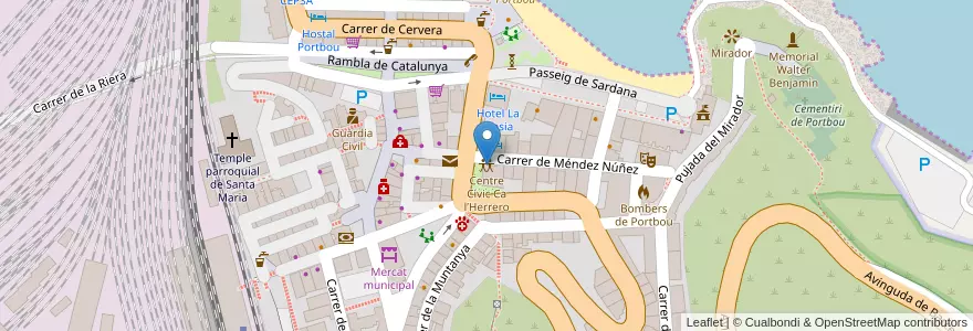 Mapa de ubicacion de Centre Cívic Ca l’Herrero en スペイン, カタルーニャ州, Portbou, ジローナ, Alt Empordà, Portbou.
