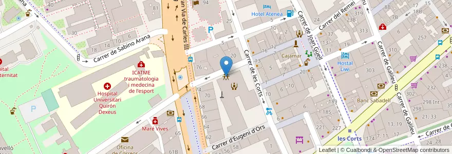 Mapa de ubicacion de Centre Cívic Les Corts en スペイン, カタルーニャ州, Barcelona, バルサルネス, Barcelona.