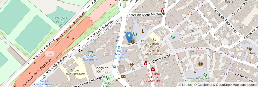 Mapa de ubicacion de Centre Civic Riu Nord en Spanje, Catalonië, Barcelona, Barcelonès, Santa Coloma De Gramenet.