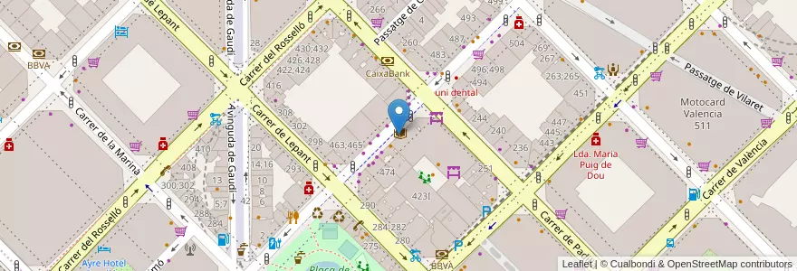Mapa de ubicacion de Centre Cívic Sagrada Familia en Spanje, Catalonië, Barcelona, Barcelonès, Barcelona.