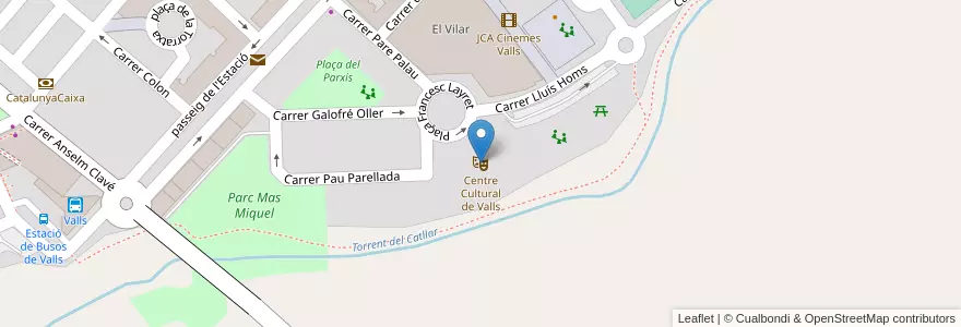 Mapa de ubicacion de Centre Cultural de Valls en Sepanyol, Catalunya, Tarragona, Alt Camp, Valls.