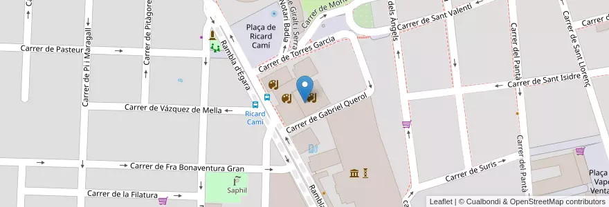 Mapa de ubicacion de Centre Cultural Terrassa en スペイン, カタルーニャ州, Barcelona, Vallès Occidental, Terrassa.