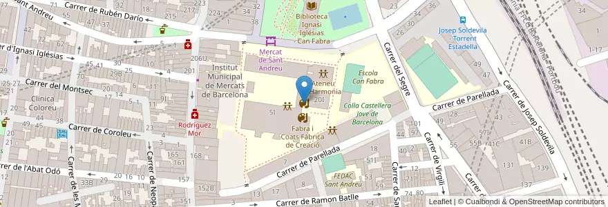 Mapa de ubicacion de Centre d'Art Contemporani Fabra i Coats en スペイン, カタルーニャ州, Barcelona, バルサルネス, Barcelona.