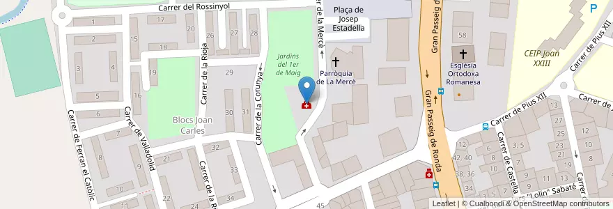 Mapa de ubicacion de Centre d'Atenció Primària Primer de Maig en España, Catalunya, Lleida, Segrià, Lleida.