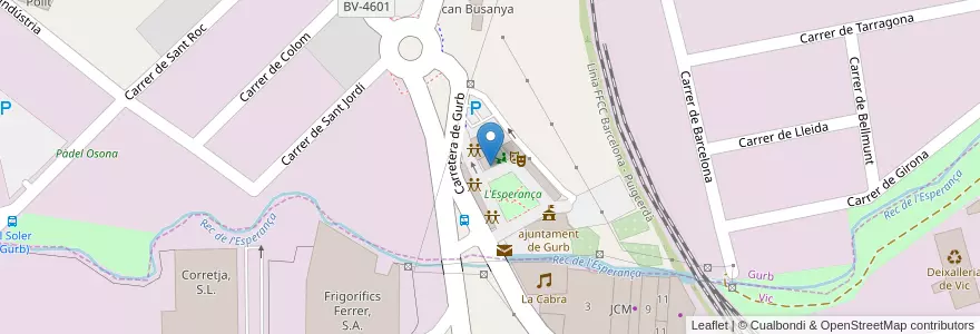 Mapa de ubicacion de centre de dia de Gurb en Espagne, Catalogne, Barcelone, Osona, Gurb.