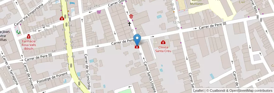 Mapa de ubicacion de Centre de Salut Carles Frigola en スペイン, カタルーニャ州, ジローナ, Alt Empordà, Figueres.
