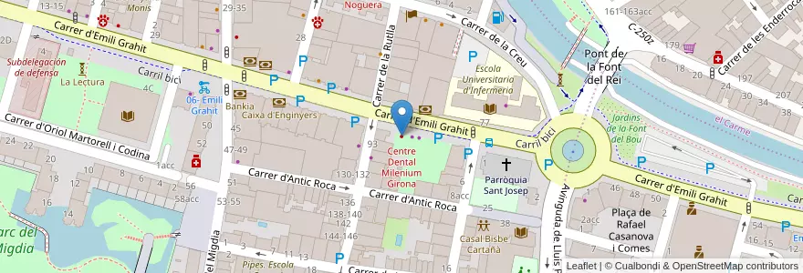 Mapa de ubicacion de Centre Dental Milenium Girona en España, Catalunya, Girona, Gironès, Girona.