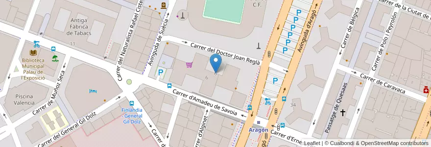 Mapa de ubicacion de Centre d’Idiomes de la Universitat de València en Spanje, Valencia, Valencia, Comarca De València, Valencia.
