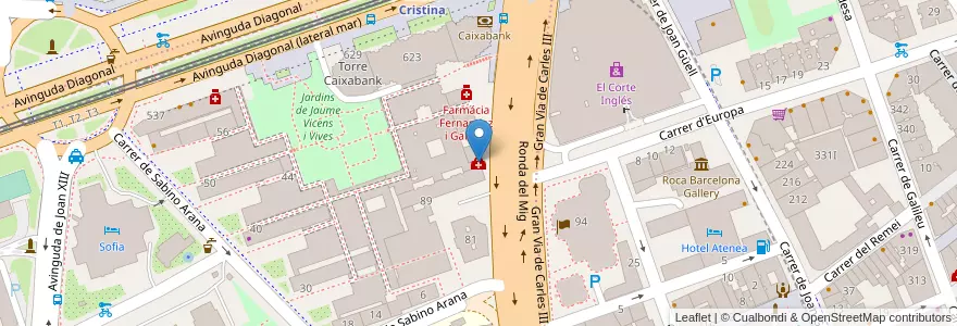 Mapa de ubicacion de Centre Medic Adeslas en 西班牙, Catalunya, Barcelona, Barcelonès, Barcelona.