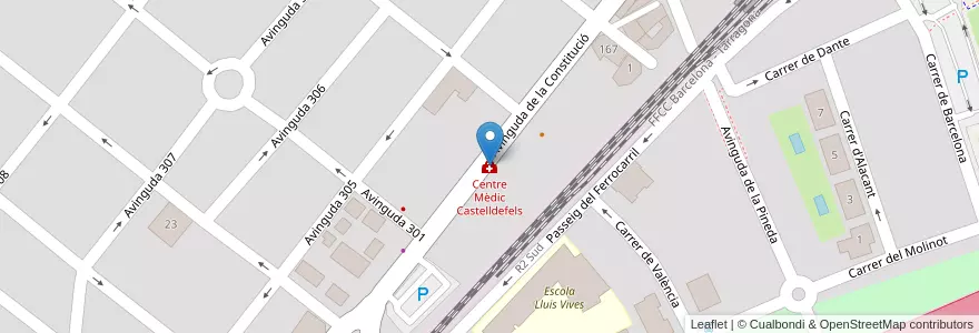 Mapa de ubicacion de Centre Mèdic Castelldefels en Spanje, Catalonië, Barcelona, Baix Llobregat, Castelldefels.