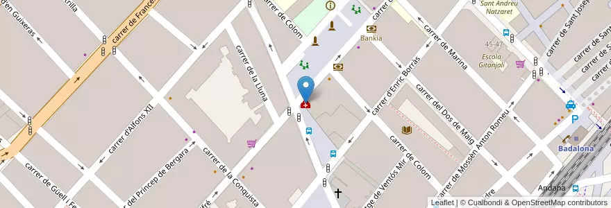 Mapa de ubicacion de Centre Mèdic Digest en اسپانیا, Catalunya, Barcelona, Barcelonès, Badalona.