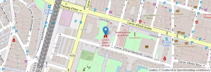 Mapa de ubicacion de Centre Mèdic Midgia en Испания, Каталония, Жирона, Gironès, Жирона.