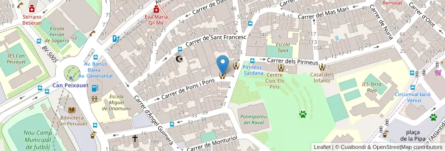 Mapa de ubicacion de Centre Motivació i Orientació Laboral en España, Catalunya, Barcelona, Barcelonès, Badalona, Santa Coloma De Gramenet.