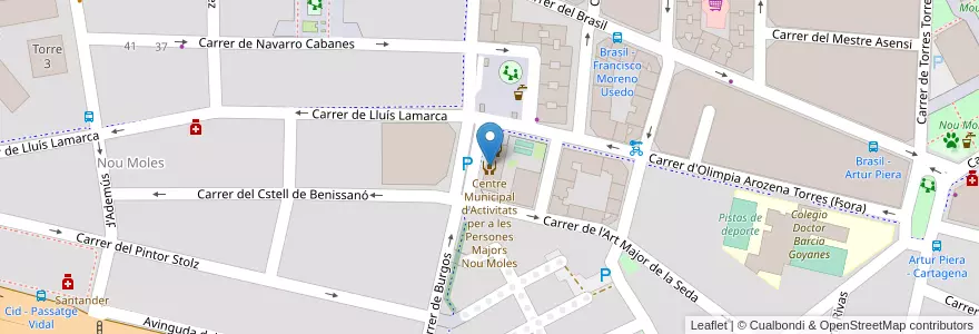 Mapa de ubicacion de Centre Municipal d'Activitats per a les Persones Majors Nou Moles en اسپانیا, Comunitat Valenciana, València / Valencia, Comarca De València, València.
