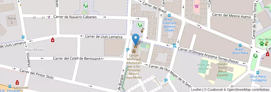 Mapa de ubicacion de Centre Municipal de Serveis Socials Olivereta en スペイン, バレンシア州, València / Valencia, Comarca De València, València.
