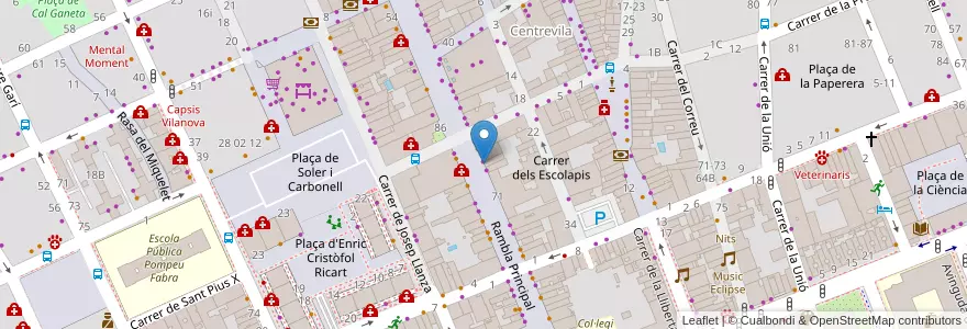 Mapa de ubicacion de Centre psicologic Garraf (Eva van Der Leeuw) en スペイン, カタルーニャ州, Barcelona, Garraf, Vilanova I La Geltrú.