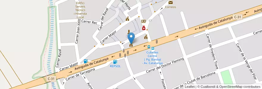 Mapa de ubicacion de Centre Social en Spanje, Catalonië, Barcelona, Garraf, Cubelles.
