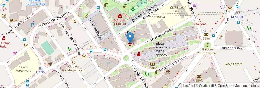 Mapa de ubicacion de Centre veterinari Europa en إسبانيا, كتالونيا, برشلونة, بارسلونس, Badalona.