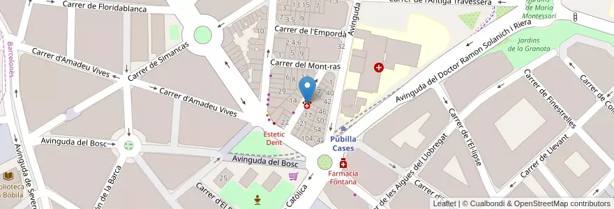 Mapa de ubicacion de Centre Veterinari L'Hospitalet en España, Catalunya, Barcelona, Barcelonès.