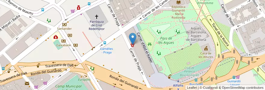 Mapa de ubicacion de Centre Veterinari Saluki en 스페인, Catalunya, Barcelona, Barcelonès, 바르셀로나.