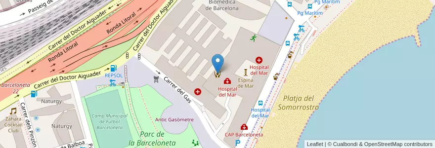 Mapa de ubicacion de Centres d’atenció i seguiment - Barceloneta en إسبانيا, كتالونيا, برشلونة, بارسلونس, Barcelona.