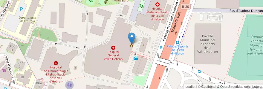 Mapa de ubicacion de Centres d’atenció i seguiment - Servei de Psiquiatria – Hospital Vall d’Hebron en 西班牙, Catalunya, Barcelona, Barcelonès, Barcelona.