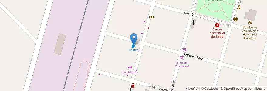 Mapa de ubicacion de Centro en 아르헨티나, 부에노스아이레스주, Partido De Villarino.