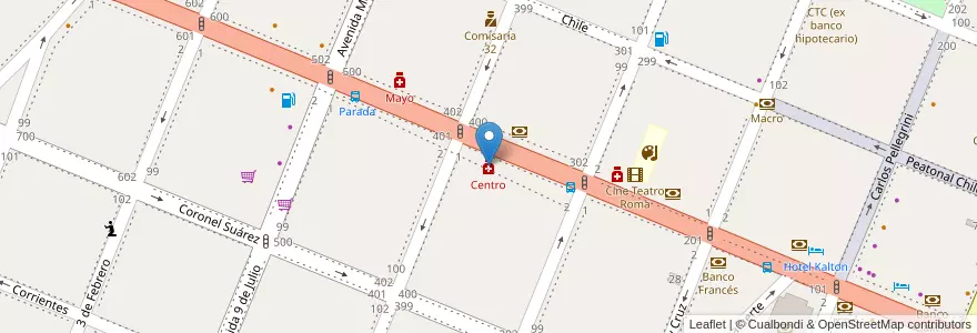 Mapa de ubicacion de Centro en Arjantin, Şili, Mendoza, San Rafael, Distrito Ciudad De San Rafael, Departamento San Rafael.