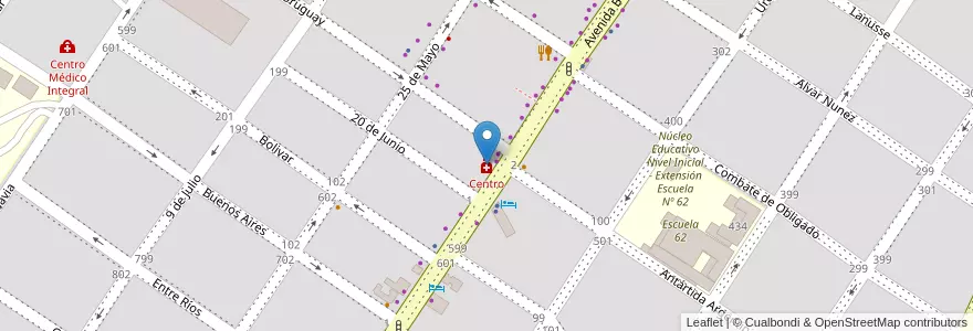 Mapa de ubicacion de Centro en アルゼンチン, ミシオネス州, Departamento Leandro N. Alem, Municipio De Leandro N. Alem, Leandro N. Alem.