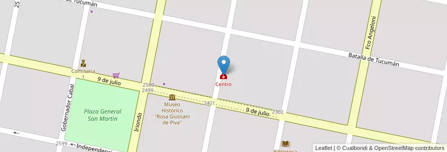 Mapa de ubicacion de Centro en Arjantin, Santa Fe, Departamento San Justo, Municipio De San Justo, San Justo.