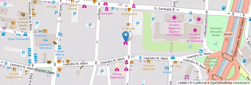 Mapa de ubicacion de Centro Andino - Diagnostico por Imagen en Argentine, Chili, Mendoza, Departamento Capital, Ciudad De Mendoza, Sección 3ª Parque O'Higgins.