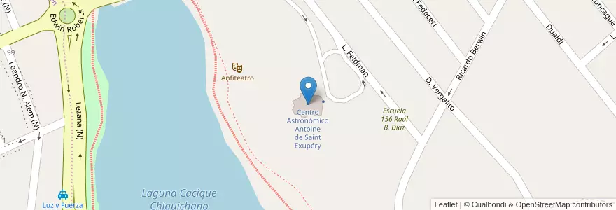 Mapa de ubicacion de Centro Astronómico Antoine de Saint Exupéry en アルゼンチン, チュブ州, Trelew, Departamento Rawson.