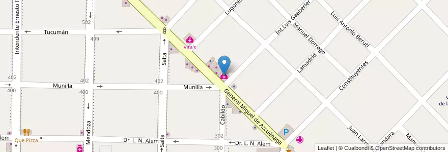 Mapa de ubicacion de Centro Atención ART en 아르헨티나, 부에노스아이레스주, Partido De Morón, Morón.