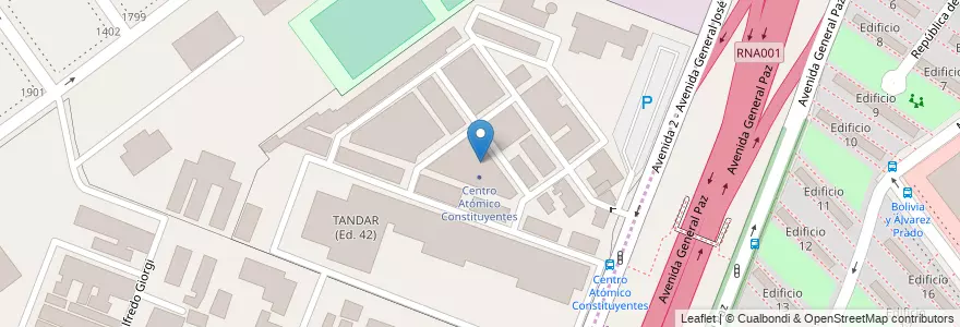 Mapa de ubicacion de Centro Atómico Constituyentes en Argentina, Buenos Aires, Partido De General San Martín.