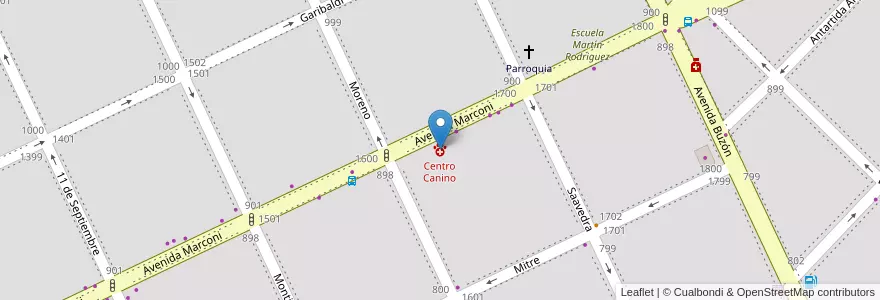 Mapa de ubicacion de Centro Canino en Argentinië, Buenos Aires, Partido De Tandil, Tandil.