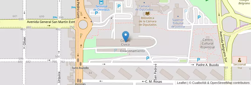 Mapa de ubicacion de Centro Cívico en الأرجنتين, La Pampa, Municipio De Santa Rosa, Departamento Capital, Santa Rosa.