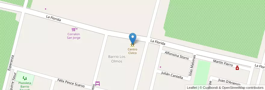 Mapa de ubicacion de Centro Cívico en Arjantin, Şili, Mendoza, Departamento Rivadavia.