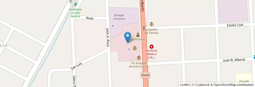 Mapa de ubicacion de CENTRO CÍVICO en Argentina, Chile, Mendoza, Departamento Tunuyán, Distrito Ciudad De Tunuyán.