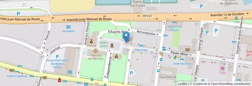 Mapa de ubicacion de Centro Cívico en アルゼンチン, チリ, リオネグロ州, Departamento Bariloche, Municipio De San Carlos De Bariloche, San Carlos De Bariloche.