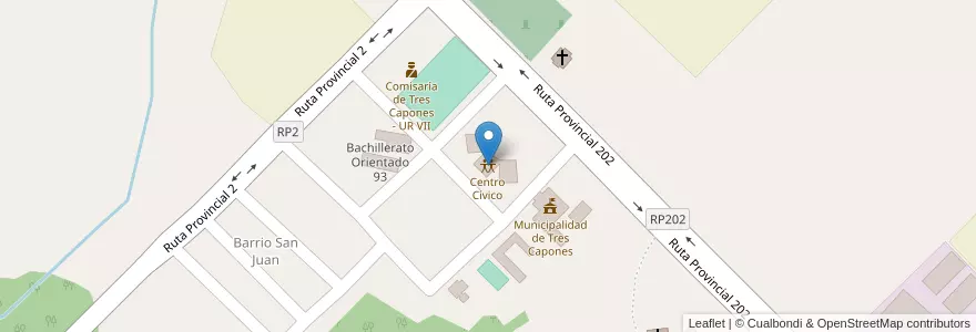 Mapa de ubicacion de Centro Cívico en الأرجنتين, Misiones, Departamento Apóstoles, Municipio De Tres Capones.