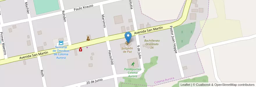 Mapa de ubicacion de Centro Civico en アルゼンチン, ミシオネス州, Departamento Veinticinco De Mayo, Municipio De Colonia Aurora, Colonia Aurora.