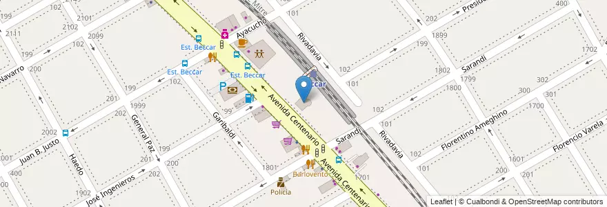 Mapa de ubicacion de Centro Cívico Cultural Beccar en Arjantin, Buenos Aires, Partido De San Isidro, Beccar.