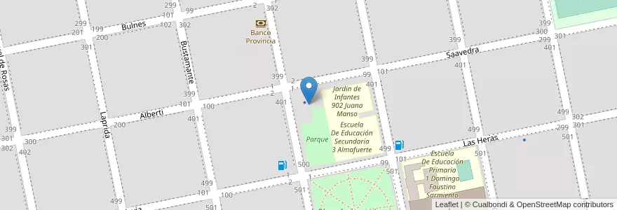 Mapa de ubicacion de Centro Civico, Juzgado de Paz, Oficina de Rentas en Argentinië, Buenos Aires, Partido De Villarino, Médanos.