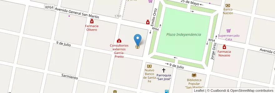 Mapa de ubicacion de Centro Cívico. Juzgado.Registro Civil en Argentine, Santa Fe, Departamento San Martín, Municipio De Sastre.