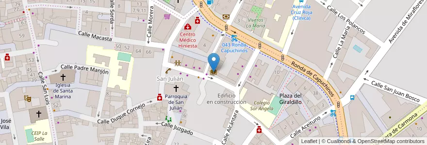Mapa de ubicacion de Centro cívico San Julián en スペイン, アンダルシア州, Sevilla, セビリア.